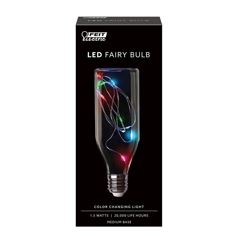 Feit Electric FY/BOT/RGB/LED LED Bulb, Specialty, Bottle Lamp, 11 W Equivalent, E26 Lamp Base, Clear