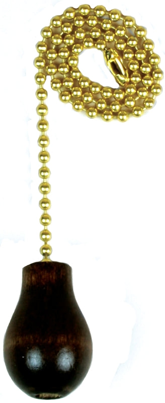 Jandorf 60318 Pull Chain, 12 in L Chain, Brass/Wood, Walnut