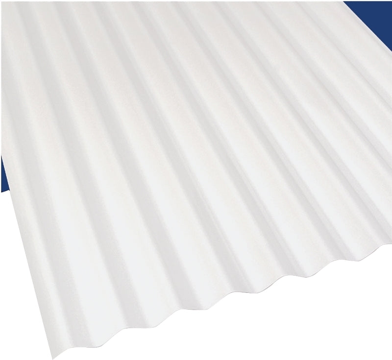 Sun N Rain 103694 Corrugated Roofing Panel, 12 ft L, 26 in W, PVC, White