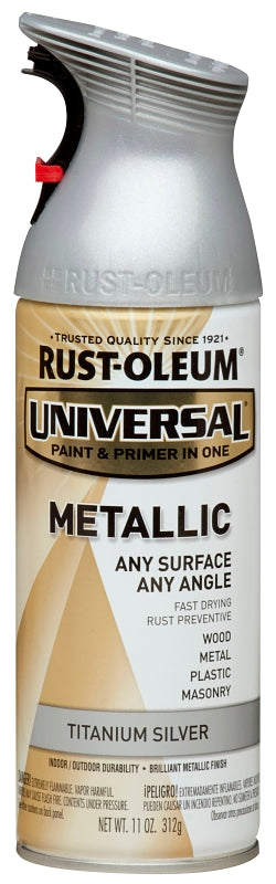 Rust-Oleum 245220 Metallic Spray Paint, Metallic, Titanium Silver, 11 oz, Can