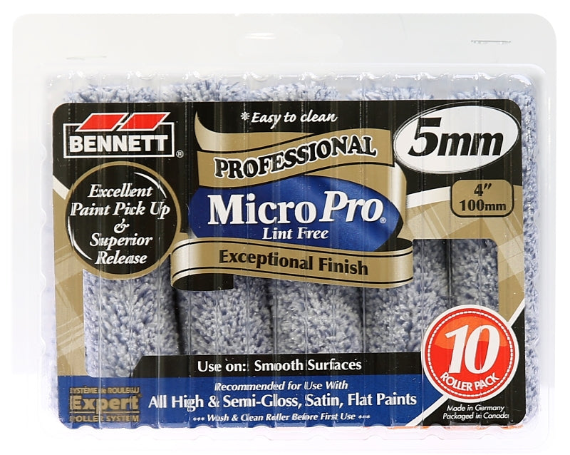 BENNETT 10X4 MP5 Pile Roller, 5 mm Thick Nap, 4 in L, Microfiber Cover