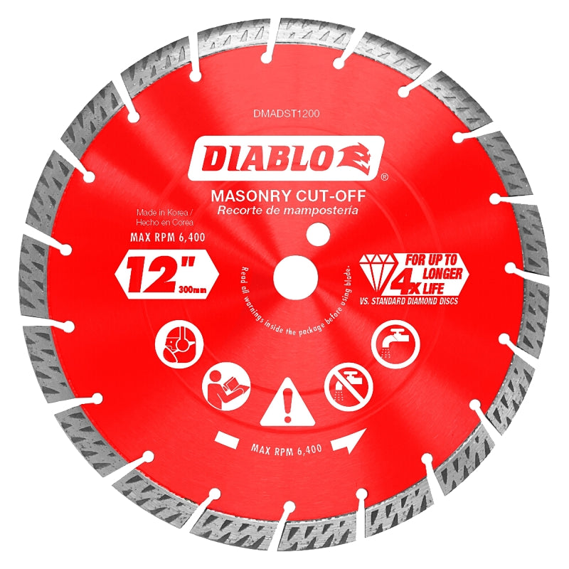 Diablo DMADST1200 Saw Blade, 12 in Dia, Segmented Rim, 1/PK