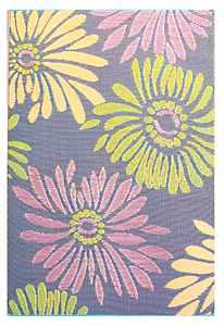Border Concepts 21248 Outdoor Mat, 6 ft L, 9 ft W, Daisy, Reversible Pattern, Plastic Rug, Violet