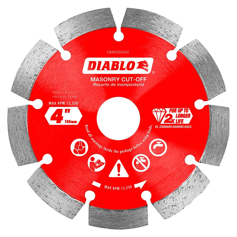 Diablo DMADS0400 Saw Blade, 4 in Dia, Segmented Rim, 1/PK