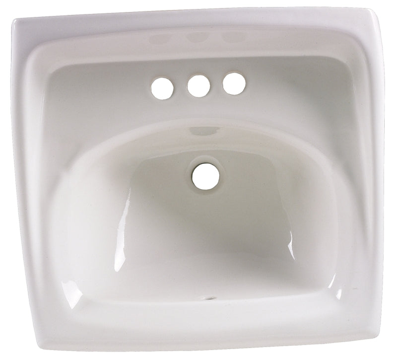 American Standard Lucerne 0355.012.020 Bathroom Sink, Rectangular Basin, 3-Deck Hole, 18-1/4 in OAW, 12-1/8 in OAH