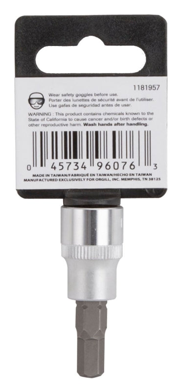 Vulcan Hex Bit Socket, Chrome, 7 mm, 3/8 in Drive, 1-7/8 in OAL