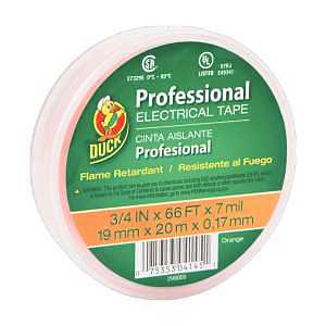 Duck 299005 Electrical Tape, 66 ft L, 3/4 in W, Orange, Vinyl Backing