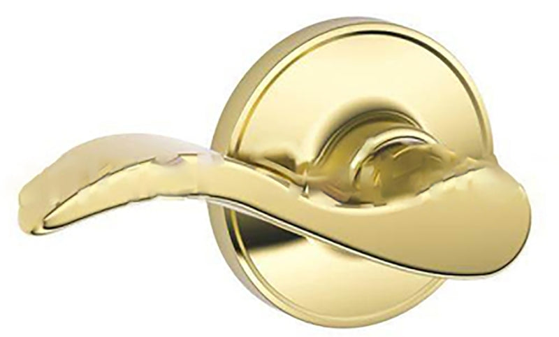 Schlage J Series J10 V SEV 605 Passage Lever, Mechanical Lock, Bright Brass, Metal, Residential, 3 Grade