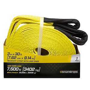 SmartStrap 832 Recovery Strap, 7500 lb, 3 in W, 30 ft L, Loop End, Nylon, Yellow