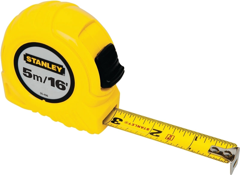 Stanley 30-496 Measuring Tape, 16 ft L Blade, 3/4 in W Blade, Steel Blade, ABS Case, Yellow Case