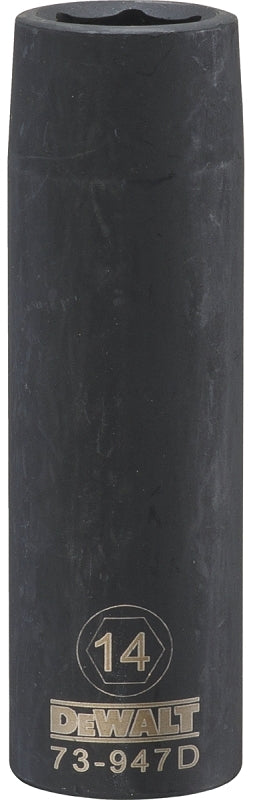 DeWALT DWMT73947OSP Impact Socket, 14 mm Socket, 1/2 in Drive, 6-Point, CR-440 Steel, Black Oxide