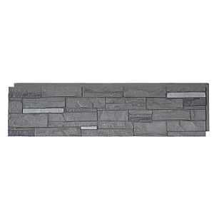 DuraKwik Stone 308VAP Siding Panel, 13 in L, 48 in W, 2 in Thick, Interlocking Edge, Ledgestone Profile, Volcano Ash