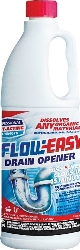 Flow-Easy FE32 Drain Opener, Oily Liquid, Dark Brown, Odorless, 1 qt, Bottle