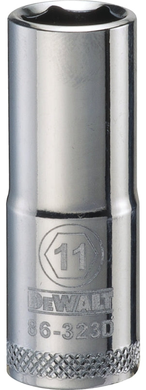 DeWALT DWMT86323OSP Drive Socket, 11 mm Socket, 3/8 in Drive, 6-Point, Vanadium Steel, Polished Chrome