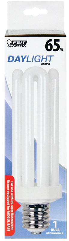 Feit Electric PLF65/65 Compact Fluorescent Bulb, 65 W, Tubular Lamp, Mogul E39 Lamp Base, 4550 Lumens, 6500 K Color Temp
