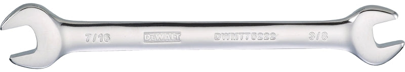 DeWALT DWMT75222OSP Open End Wrench, SAE, 3/8 x 7/16 in Head, 6-5/32 in L, Polished Chrome