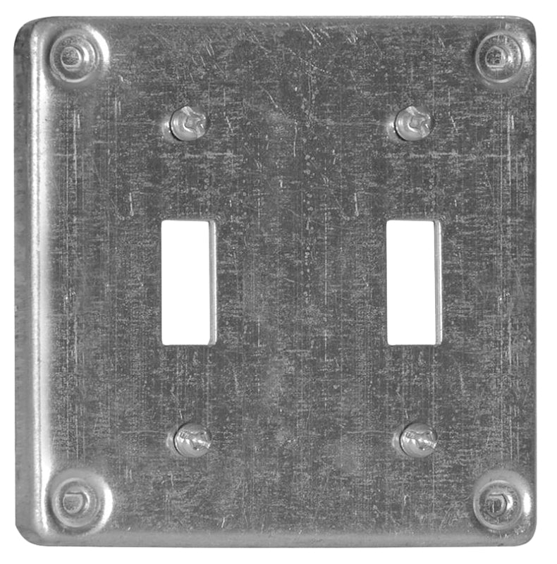 Hubbell 8367BAR Surface Cover, 4 in L, 4 in W, 2-Gang, Metal