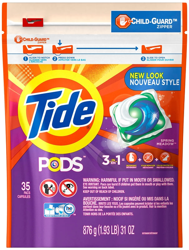 Tide 93127 Laundry Detergent, 35 CT, Liquid, Spring Meadow