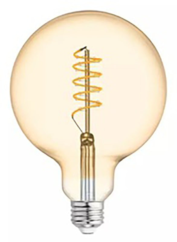 GE 36538 Vintage Light Bulb, G40 Lamp, 60 W Equivalent, E26 (Medium) Lamp Base, Dimmable, Amber, Warm White Light