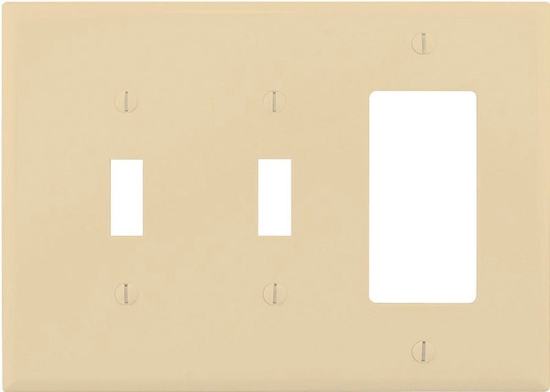 Eaton Wiring Devices PJ226V Combination Wallplate, 4-7/8 in L, 6-3/4 in W, 3 -Gang, Polycarbonate, Ivory