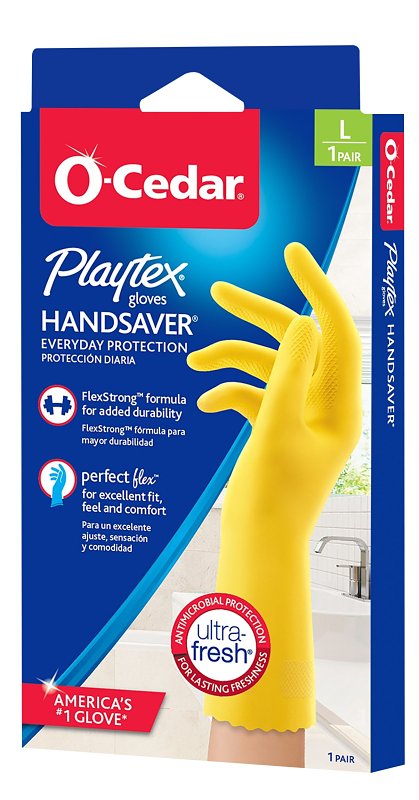 Playtex HandSaver 163673 Reusable Gloves, L, Latex/Neoprene/Nitrile, Yellow