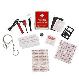 Stansport 625-100 Vintage Tin Emergency First Aid Kit, 19-Piece, Metal