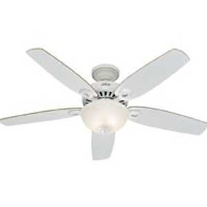 Hunter 53089 Ceiling Fan, 5-Blade, Beech/White Blade, 52 in Sweep, 3-Speed, With Lights: Yes