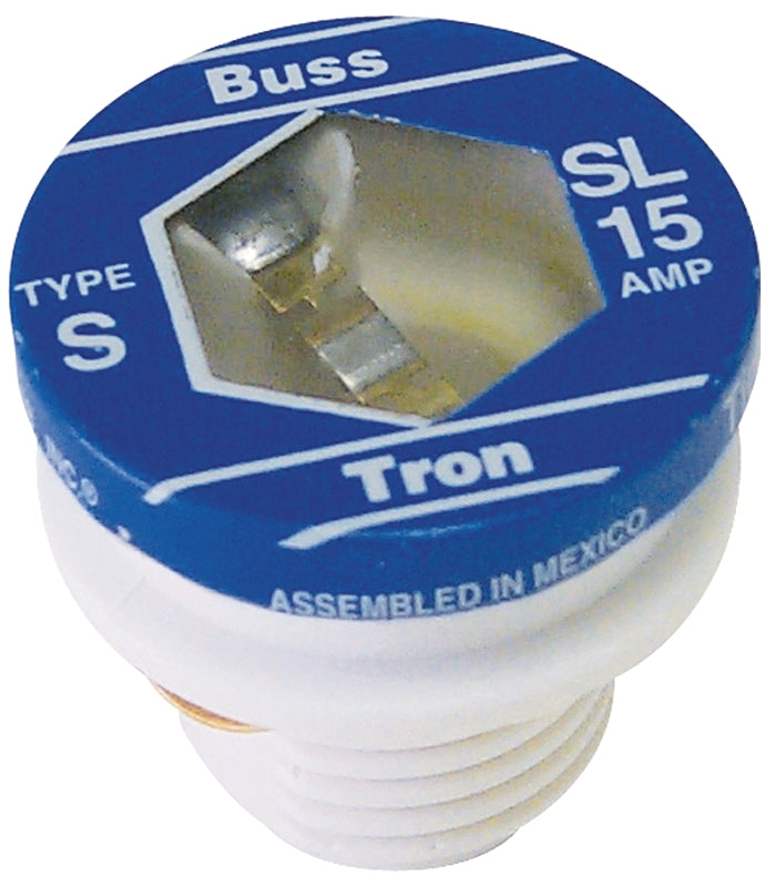 Bussmann SL-15 Plug Fuse, 15 A, 125 V, 10 kA Interrupt, Low Voltage, Time Delay Fuse