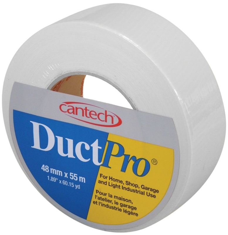 Cantech DUCTPRO 39710 Duct Tape, 55 m L, 48 mm W, Polyethylene Backing, White