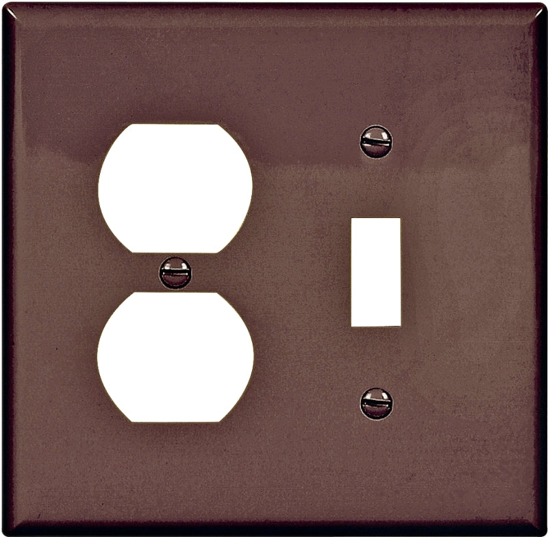 Eaton Wiring Devices PJ18B Combination Wallplate, 4-7/8 in L, 4-15/16 in W, 2 -Gang, Polycarbonate, Brown