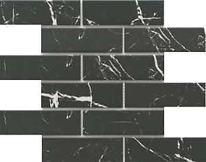 Emser Tile Elegan Series W95ELEGNE1112MOFM Porcelain Mosaic Tile, 12 in L Tile, 11 in W Tile, Pressed Edge, Nero