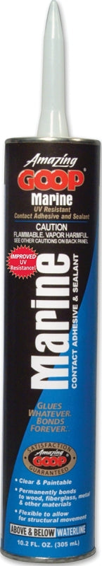 Amazing Goop 172034 Marine Adhesive Caulk, Clear, 48 to 72 hr Curing,-40 to 150 deg F, 301.6 mL, Tube