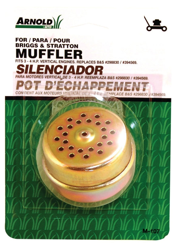 ARNOLD M-107 Small Engine Muffler, 1/2 in Inlet, For: 3 to 4 hp Briggs & Stratton and Tecumseh Vertical Shaft Engine