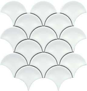 Emser Tile Reward Series F27REWAWH1011MFN Porcelain Mosaic Tile, 11 in L Tile, 10 in W Tile, Pressed Edge, Fan Pattern