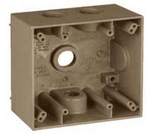 Teddico/Bwf 2504AB-1 Outlet Box, 2-Gang, 4-Knockout, 4-1/2 in, Metal, Bronze, Powder-Coated