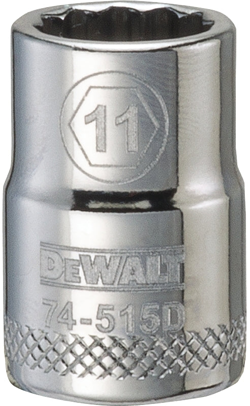 DeWALT DWMT74515OSP Hand Socket, 11 mm Socket, 3/8 in Drive, 12-Point, Vanadium Steel, Polished Chrome
