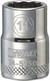 DeWALT DWMT74515OSP Hand Socket, 11 mm Socket, 3/8 in Drive, 12-Point, Vanadium Steel, Polished Chrome