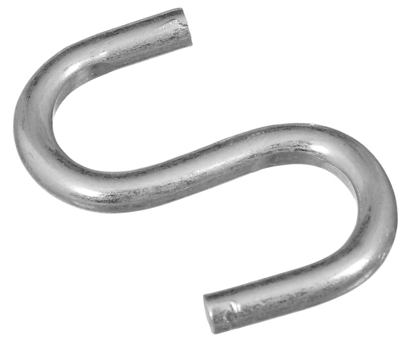 National Hardware N121-566 Open S-Hook, 20 lb Working Load, Steel, Zinc