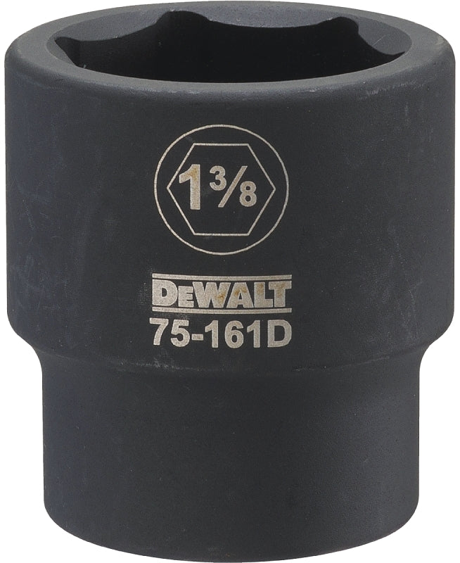 DeWALT DWMT75161OSP Impact Socket, 1-3/8 in Socket, 3/4 in Drive, 6-Point, CR-440 Steel, Black Oxide