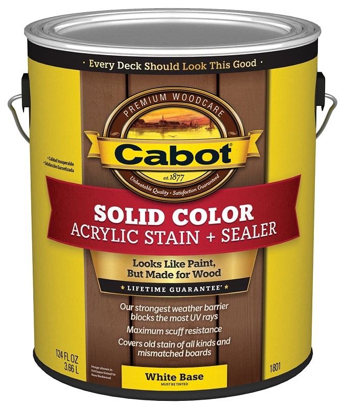 Cabot 140.0001801.007 Solid Stain, Low Luster, White Base, Liquid, 1 gal
