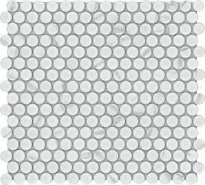Emser Tile Elegan Series W95ELEGCA1112MOPM Porcelain Mosaic Tile, 12 in L Tile, 11 in W Tile, Pressed Edge, Calacata