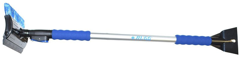 Rugg SC9010 Snowbrush/Scraper, Plastic/Polyester Blade, Aluminum Handle, Telescopic Handle, Black/Blue, 49 in OAL