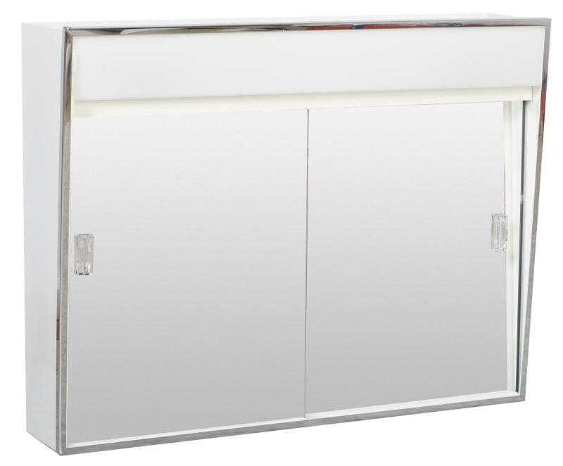 Zenith 701L Medicine Cabinet with Incandescent Light, 23-3/8 in OAW, 5-1/2 in OAD, 18-1/8 in OAH, Steel, White, Chrome