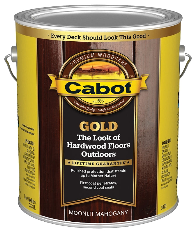 Cabot 140.0003473.007 Wood Conditioning Stain, Gold Satin, Liquid, Moonlit Mahogany, 1 gal, Can