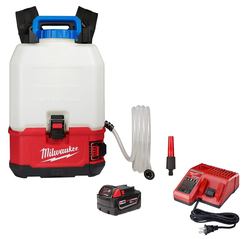 Milwaukee M18 SWITCH TANK 2820-21WS Backpack Water Supply Kit, 4 gal Tank, HDPE Tank, 25 ft Spray Range, 10 ft L Hose