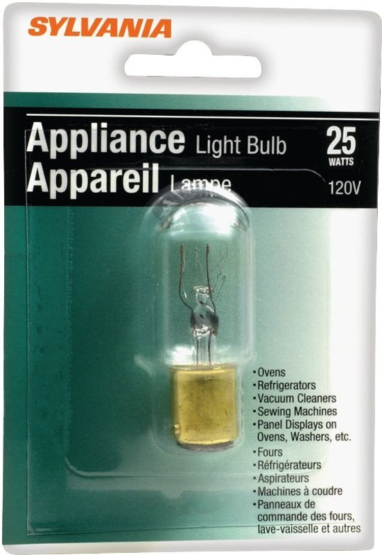 Sylvania 18321 Incandescent Lamp, 25 W, T8 Lamp, Double Contact Bayonet Lamp Base, 230 Lumens Lumens, 2850 K Color Temp
