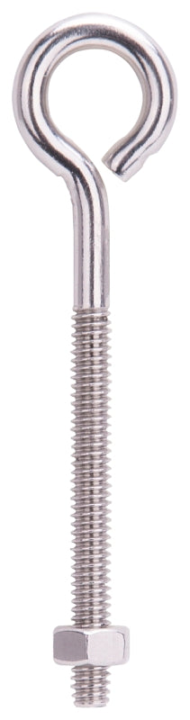 ProSource LR295 Eye Bolt, 6 mm Thread, Machine Thread, 2-1/4 in L Thread, 15/16 Dia Eye, 182 lb Working Load