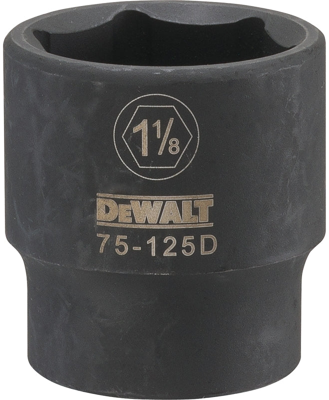DeWALT DWMT75125OSP Deep Impact Socket, 1-1/8 in Socket, 1/2 in Drive, 6-Point, Steel, Black Oxide
