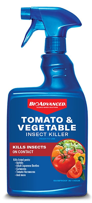 BioAdvanced 707523D RTU Tomato and Vegetable Insect Killer, Liquid, Spray Application, Outdoor, 24 oz Bottle