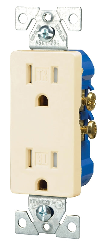 Eaton Wiring Devices TR1107LA-BOX Duplex Receptacle, 2 -Pole, 15 A, 125 V, Push-in, Side Wiring, NEMA: 5-15R